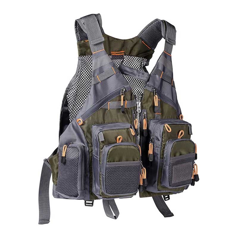 Bassdash fishing vest with multiple pockets and breathable mesh